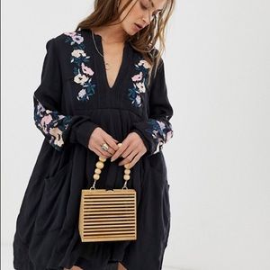 Free People Mia boho gauze embroidered flower top